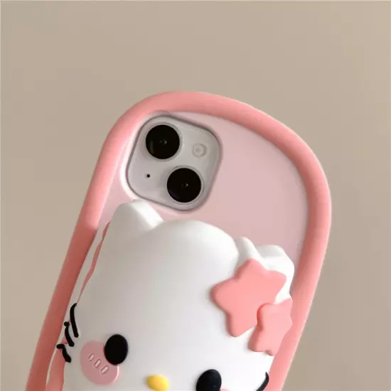 3D Slipper Cover Case Stand For iPhone 14 15 16 Pro Max 3D Cartoon Hello Kitty