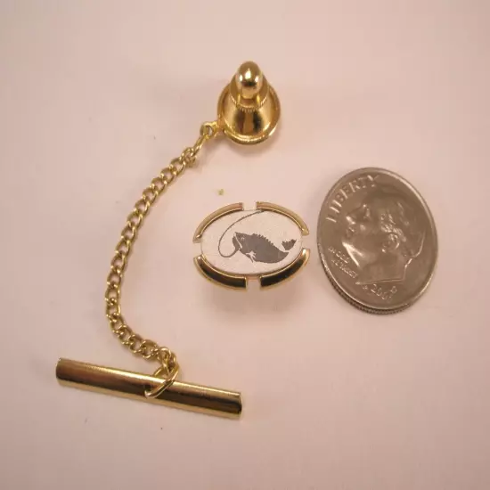 Fish On Fishing Vintage SWANK Tie Tack Lapel Pin water animal