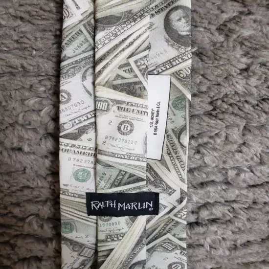 Vintage Ralph Marlin U.S Money Necktie Tie