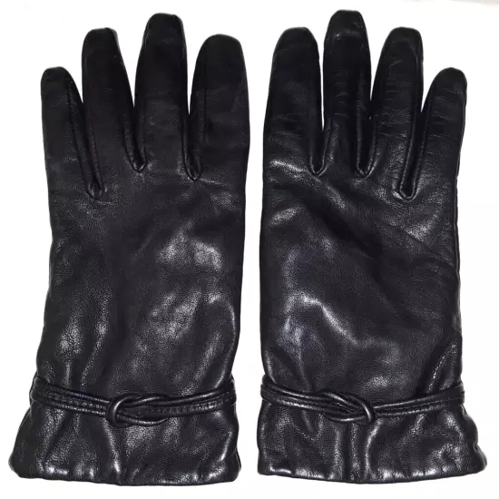 Isotoner 89736 lined black leather gloves womens size 7