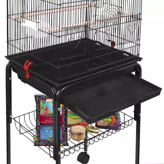 59'' Bird Cage Large Wrought Iron Cage for Cockatiel Sun Conure Parakeet with Ro