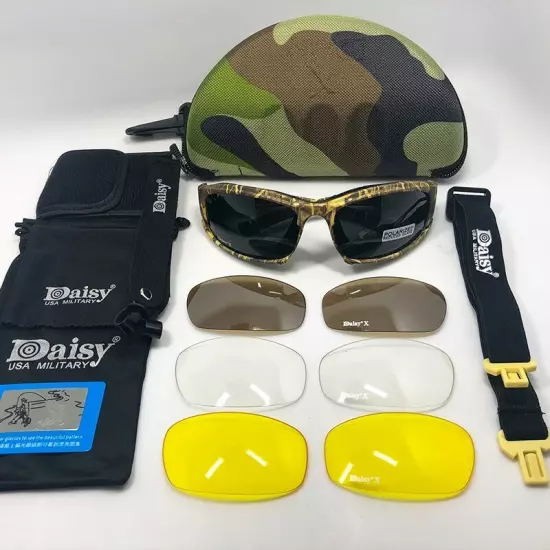 Daisy X7 Polarized Photochromic Sunglasses Military Goggles 4 Lens Army Glasses 