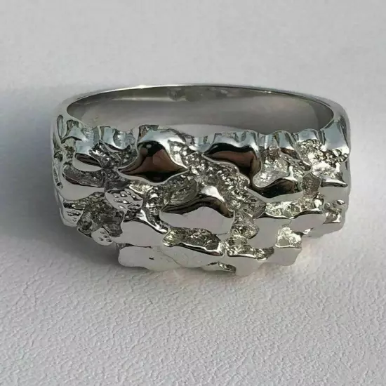 Men's REAL Solid 925 Sterling Silver Heavy Nugget Ring Plain Heavy Pinky Hip Hop