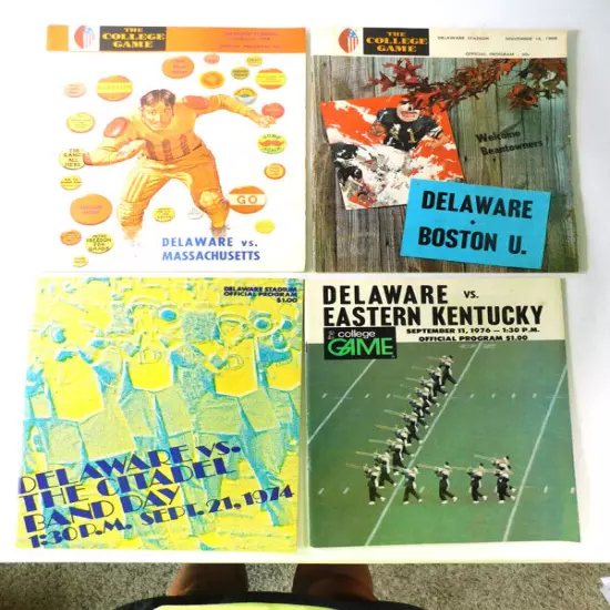 Lot of (23) Different 1968 to 1977 Delaware College Football Programs