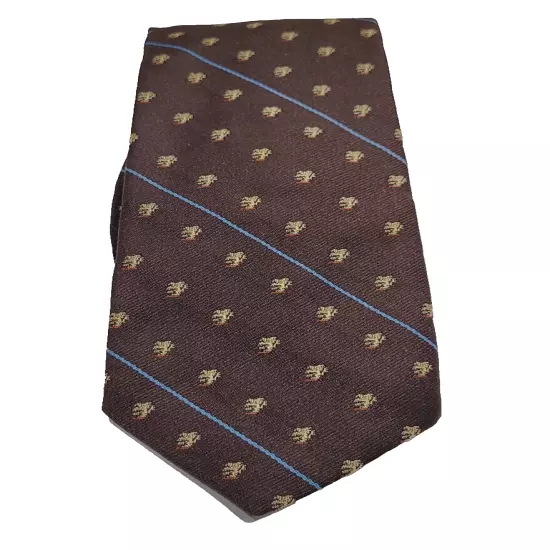 Traditional Print Brown Background Light Blue Diagonal Necktie Business Style