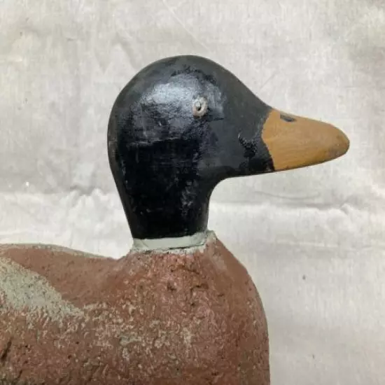 Vintage 16" Cork Duck Decoy with cord and weight