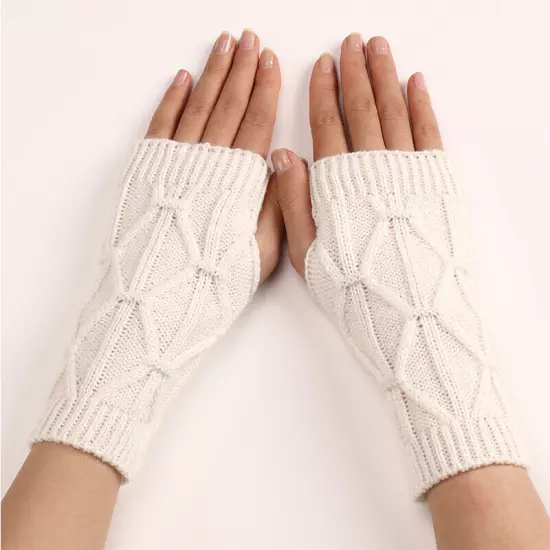 1Pair Fingerless Arm Warm Winter Knitted Gloves Hand Long Warmer Mittens Unisex