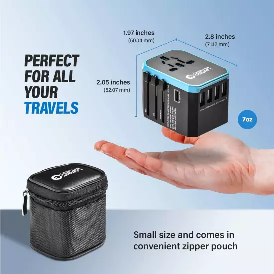 Universal Travel Adapter, Unidapt International Plug Adapter, 5.6A Smart Powe...