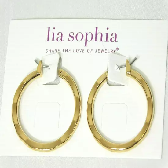 Beautiful Lia Sophia "TRENDCAST" Hoop Earrings, Gold Toned, NWT *VERY POPULAR*