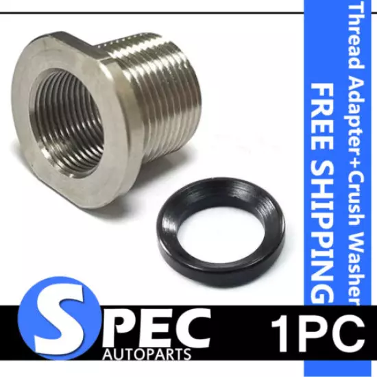 Stainless Steel Muzzle Adapter Convert 1/2x28 to 5/8x24 + Steel Crush Washer