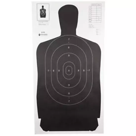 Action Target, B-27S Target, Full Size Black Silhouette, 24"x45", 100 Per box