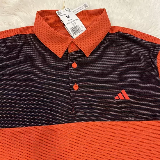 Adidas Sz M Core Colorblock Polo Bright Red Golf Mens HZ0420 $65