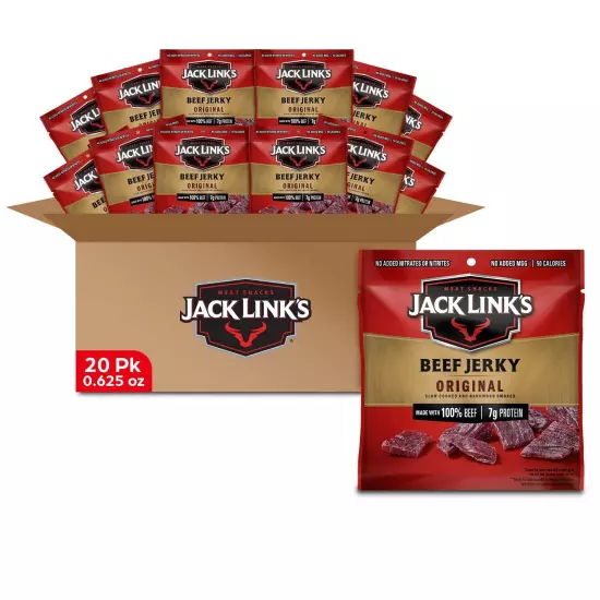 Jack Link's Beef Jerky, Original, Multipack Bags – 0.625 Ounce (Pack of 20) 