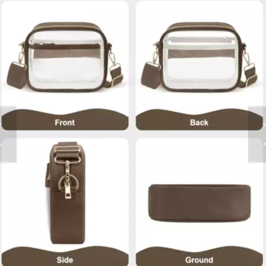 KETIEE Clear Bag Stadium Approved Clear Crossbody Bag Clear Purse Coffee Brown