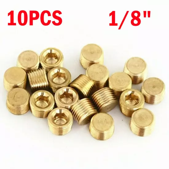 10pcs 1/8" Male Brass Internal Hex Head Thread Socket Pipe Plugs US Stock ++