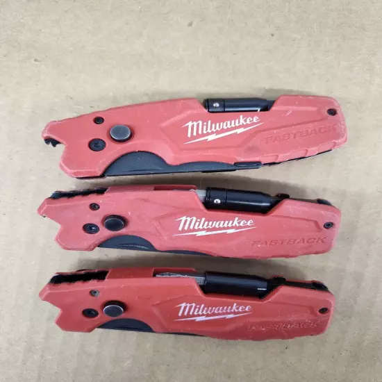 Lot B 3 Milwaukee 48-22-1505 Fastback 6-In-1 Folding Utility Knife Set