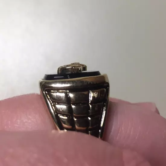 Vintage 18K HGE Gold Plated Shriner Black Mens Ring Size 9 NOS