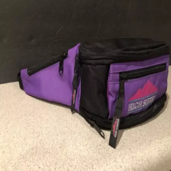 Vintage High Sierra Fanny Pack Hiking Pack Purple Black 3 Prong Clasp 5 Pockets