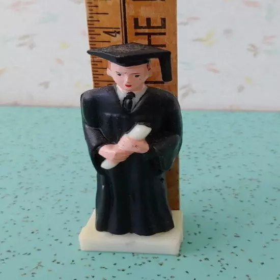 Vintage Graduation Cake Topper Male Graduate Cap And Gown 