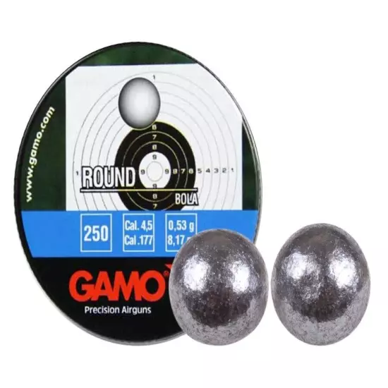 GAMO ROUND BALL .177 CALIBER LEAD 8.18 GRAIN 250 COUNT