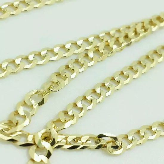 18K Solid Gold Cuban Link Chain Necklace Men Women 2.5mm 30"