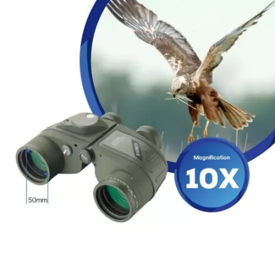 10X50 Binoculars with Rangefinder Compass Boating Military Marine Telescope Gift