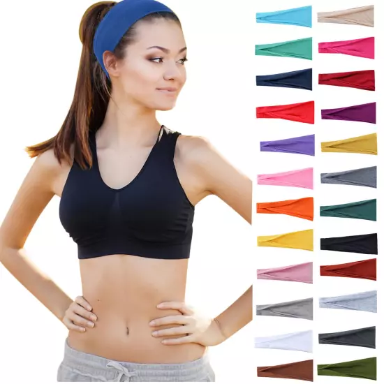 Headbands for Women Workout Yoga Headband Non Slip Stretchy Cotton Headband