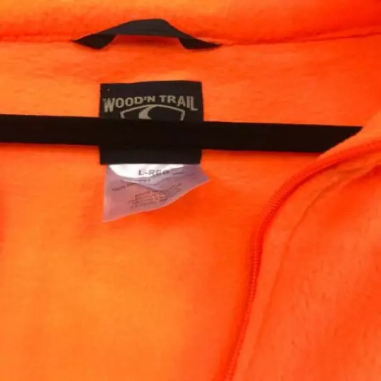 Wood' N Trail Large Fleece Zip Up Jacket Bright Blaze Orange Hunting 