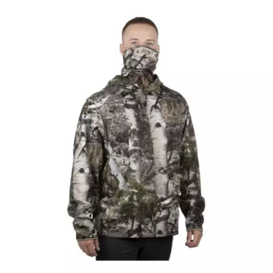 Mossy Oak Men's 2XL (50-52) Camo Pullover Hoodie w/Face Gaiter Scent Control