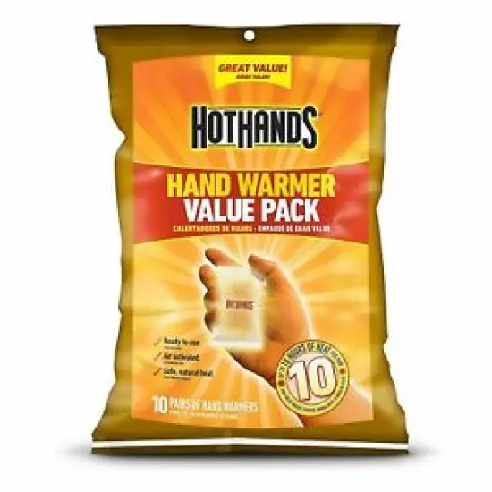 HotHands Hand Warmer 10 Pair (20 total) Value Pack 10 Hours Of Heat Each