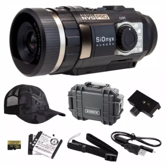 SiOnyx Aurora Pro Night Vision Camera with Case and Rail Mount and Hat Bundle