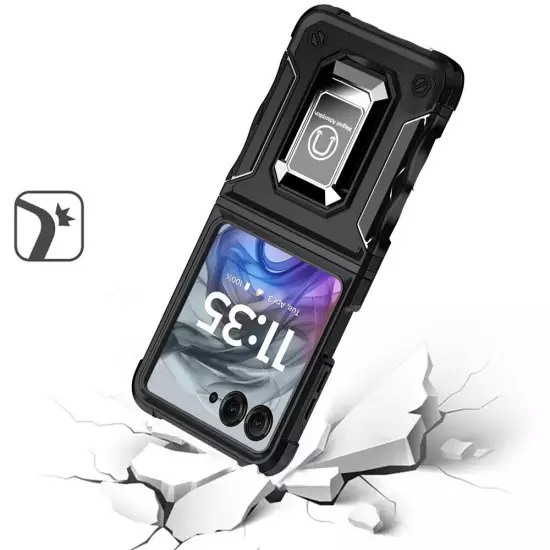 For Motorola Razr 2024 Phone Case Defender Metal Ring Magnetic Kickstand Cover