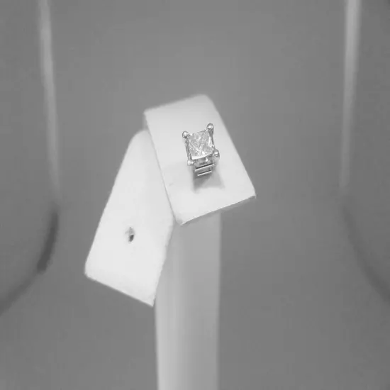 Mens Diamond Stud Earring Single White Gold Natural Princess .24ct 14k Solid