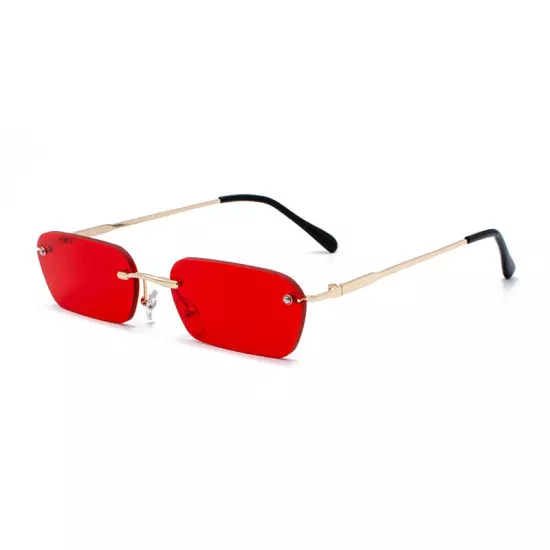 Small Rimless Rectangle Sunglasses Tinted Frameless Eyewear Vintage Sun Glasses