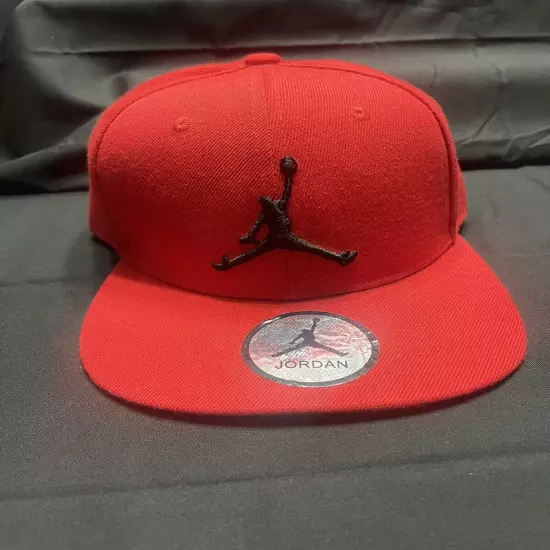 Nike Air Jordan Jumpman Flat Bill SnapBack Red/Black Cap With Print Under Bill