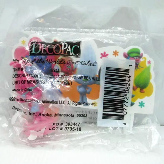 Decopac Cupcake Cake Topper Dreamworks Trolls Poppy Cooper Biggie Branch NEW