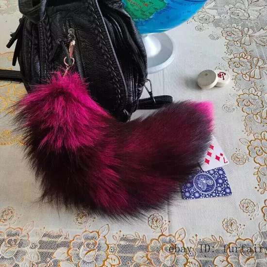 16"-18" Real Fox Fur Tail Keychain Bag Charm Purse Pendant Costume Cosplay Toys