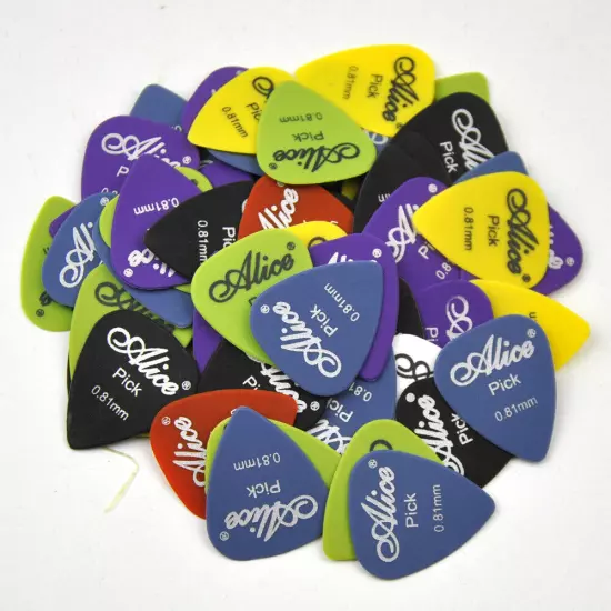 Lots of 100pcs Alice AP-F Matte Nylon Guitar Picks Multi Thickness Mixed Colors