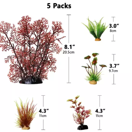 5PCS Beginner Aquarium Plants Bundle Pack 5 Plants tank easy Aquatic Decorations