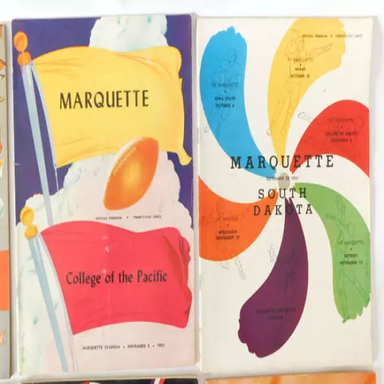 Lot of (17) Different 1950 to 1954 Marquette College Football Programs