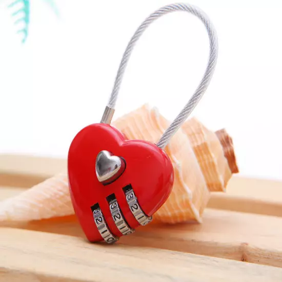 3 Digital Resettable Passwor Wire Rope Heart Shape Love Lock Combination Padlock