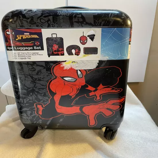 Marvel kids Spider-Man hard covered swivel suitcase Spinner 4 Piece Luggage Set