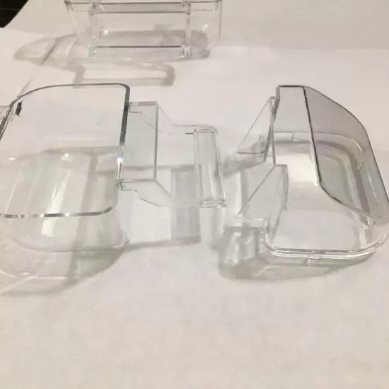 3 Bird Cage Hopper Covered Feeders Feeding Cups Perch Clear Plastic Acrylic 3”