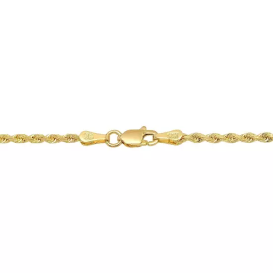 10K Yellow Gold 1mm-5mm Diamond Cut Solid Rope Chain Pendant Necklace 16"- 30"