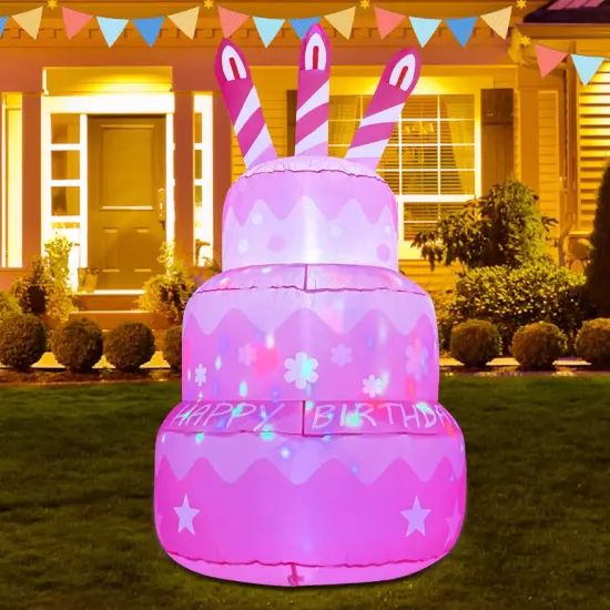 GOOSH Birthday Inflatables Outdoor Decorations Happy Birthday Cake with Candles