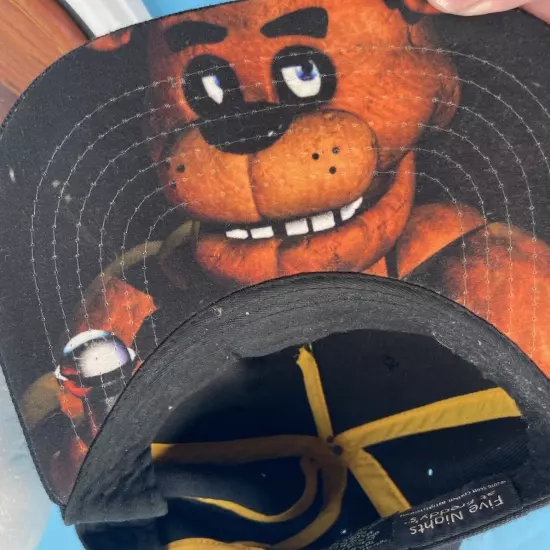 Five Nights at Freddys Hat Black Fazbears Pizza Cap One Size Snapback