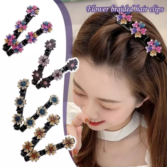 NEW Sparkling Crystal Stone Braided Hair Clip Satin Bands Hair Fabric J1O5