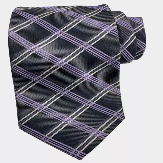 Croft & Barrow Purple Gray Geometric Diamonds Necktie Tie 3.2" x 59"