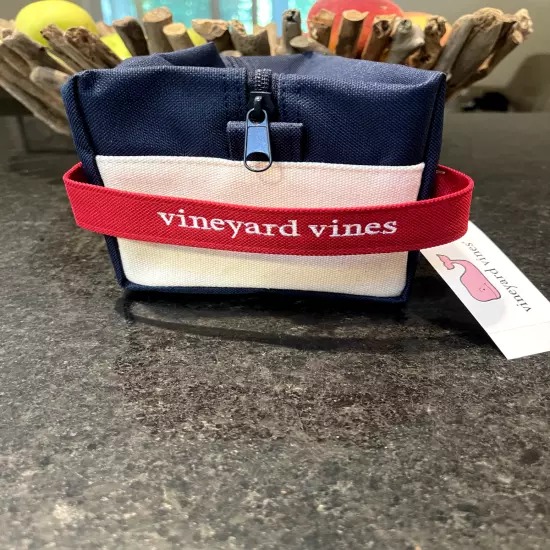 Vineyard Vines Toiletry Cosmetic Bag Canvas Dopp Kit Red White Blue Whale Logo