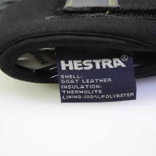 Hestra Womens Wrist Strap Logo Leather Gloves Gray Black Size 8